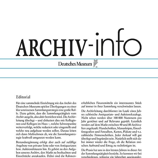 Seite mit Titel, Logo des Deutschen Museums und Text