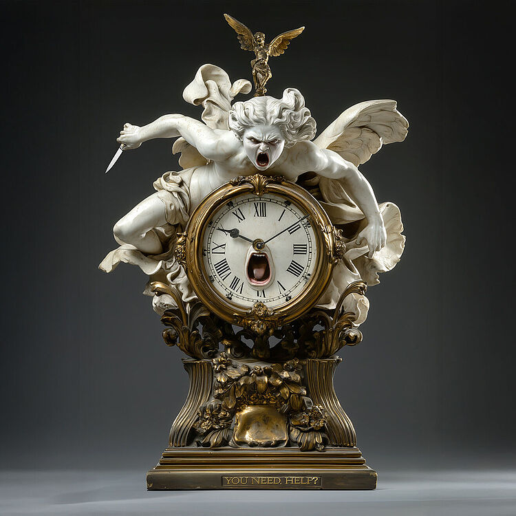 Figurenuhr im Stil der französischen Empire-Zeit ausgeführt in weißem Marmor mit vergoldeten Bronzebschlägen.