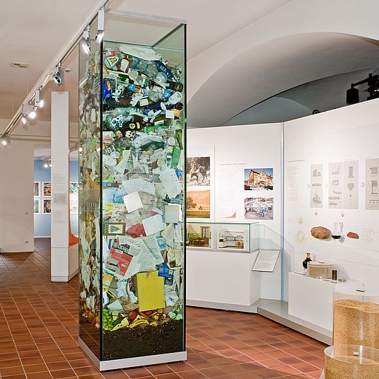 The column of waste in the exhibition.