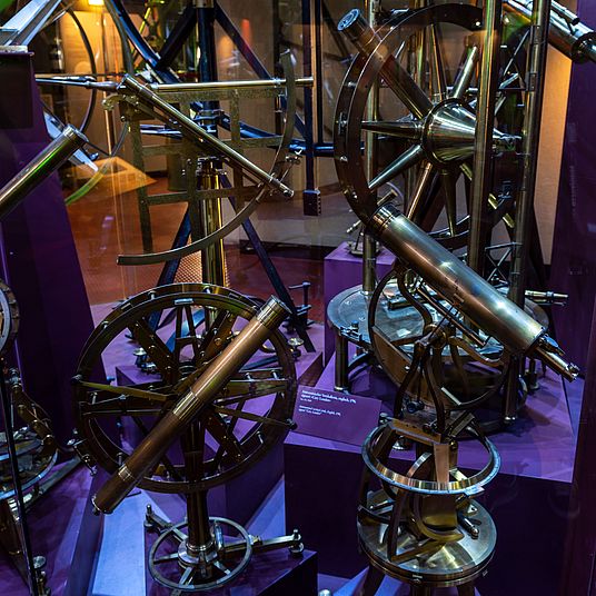 Instruments for determining positions in the night sky.