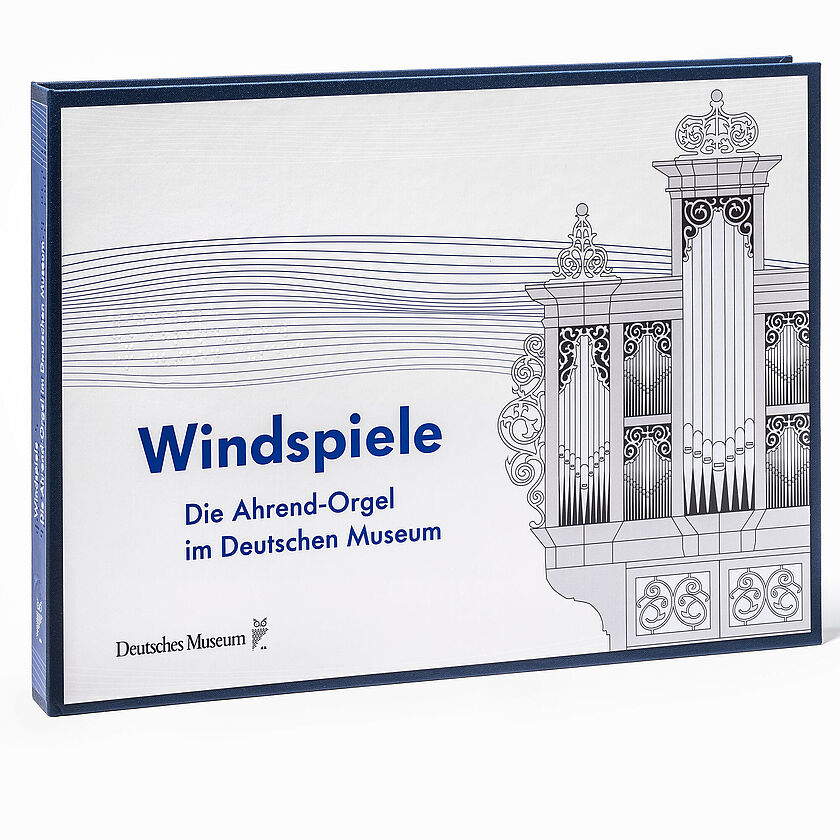 Titelseite des Tastbuchs „Windspiele“ mit grafischer Darstellung der Ahrend-Orgel.