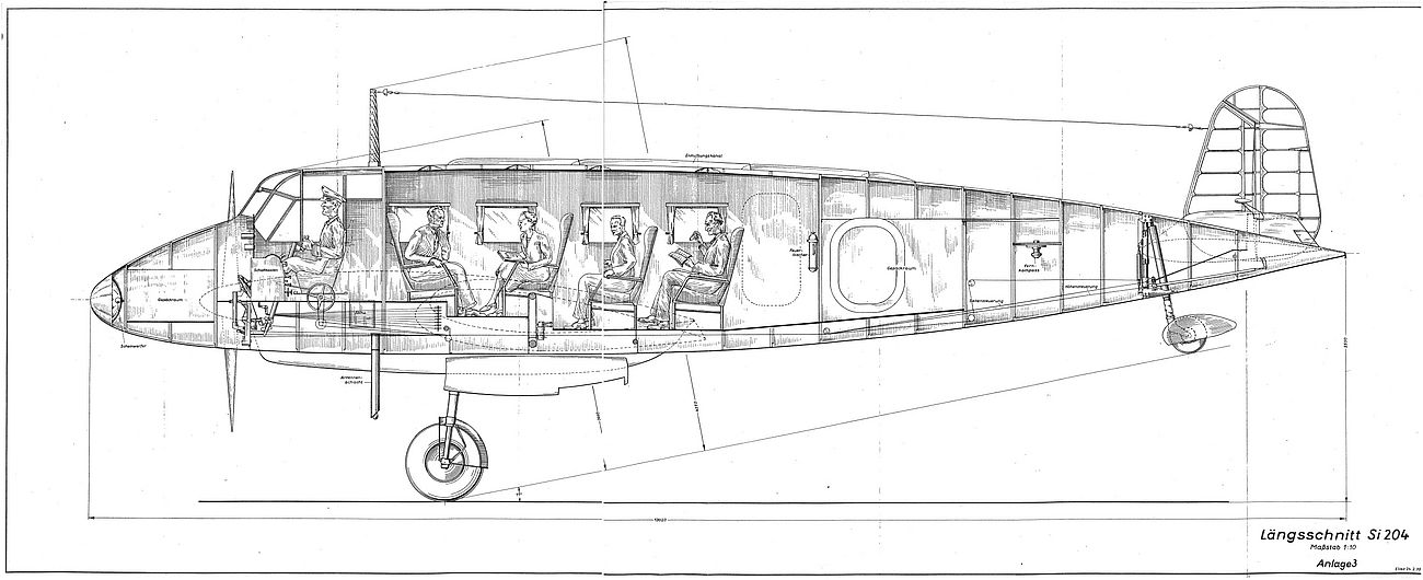 Zeichnung Querschnitt Reiseflugzeug Fh 104.