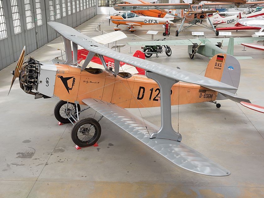 Schulflugzeug Udet U 12 Flamingo in der Flugwerft Schleißheim.