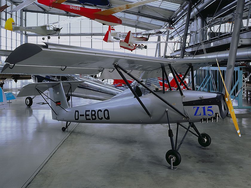 Forschungsflugzeug LF 1 Zaunkönig in der Flugwerft Schleißheim.