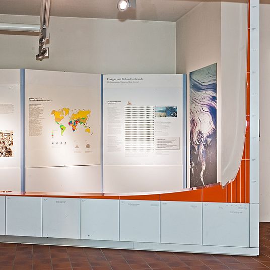The population growth curve in the Environment exhibition.